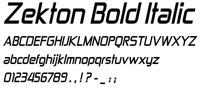 Zekton Bold Italic font